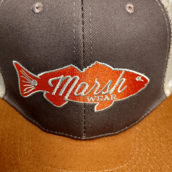 MARSH WEAR Retro Red Fish Fishing Trucker Hat Baseball Cap Orange Brown NWOT - Picture 6 of 11